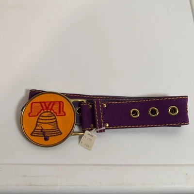 Cinto Vintage Sears Liberty Bell Roxo Dourado Tamanho Médio - Até 38" EUA FREEDOM - Imagem 1 de 4