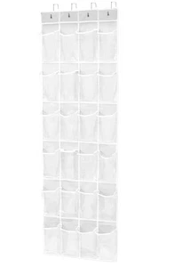 Over the Door Shoe Organizer with 24 Large Mesh Pockets Hanging Shoe Storage - Picture 1 of 8