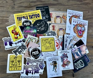 Huge Lot of Tattoo and Piercing Stickers Business Cards Postcards Body Art Cool - Picture 1 of 4