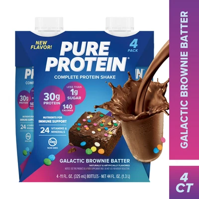 Proteína Pura, Batido Completo de Proteínas Galáctico Brownie Batido, 30g de Proteína, 11 fl Foto 1 de 4
