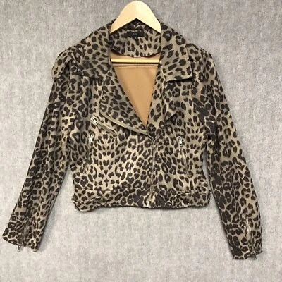 Chaqueta Fate Mujer Mediana Marrón Cremallera Completa Leopardo Cremallera Bolsillos Charreteras DEFECTUOSA Foto 1 de 4