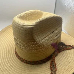 Vintage Straw Style Wayne Newton LAREDO COWBOY HAT TEXAS LONE STAR ART COWBOY 7 - Picture 1 of 8