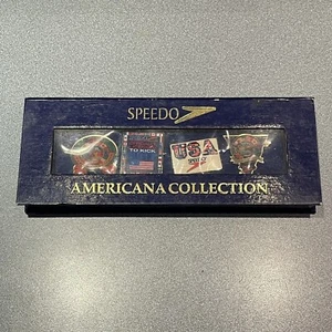 Vintage Speedo 1996 Olympics Atlanta USA collectible metal pins (4)- new in box - Picture 1 of 6