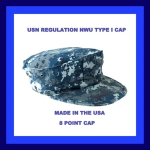 NWU TYPE I WORKING USN U.S. NAVY 8 POINT CAP BLUE DIGITAL BLUEBERRY ALL SIZES - Picture 1 of 12