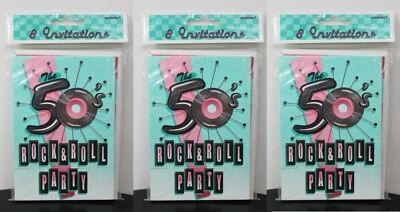 24 ROCK & ROLL PARTY INVITATIONS 1950s Sock Hop Jukebox Classic Music Oldies - Image 1 of 3