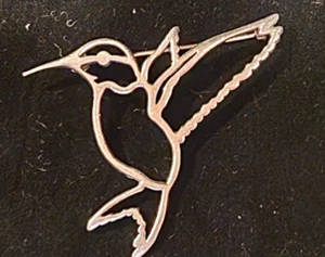 Broche Colibrí Vintage Estampado '96 Tono Plata Minimalista - 2 pulgadas - Imagen 1 de 4