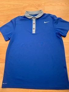 Large Mens Nike DRI-FIT Tennis Polo Shirt in Blue & Grey / Bargain 99p start !! - Picture 1 of 3