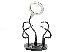 Helfende Dritte Hand flexibel Platinenhalter Löthilfe Werkstückhalter mit Lupe - Bild 1 von 5