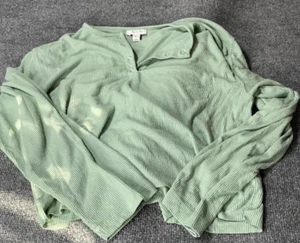 TOPSHOP Shirt Top Womens Size 2 Long Sleeve Green Viscose Blend - Picture 1 of 5