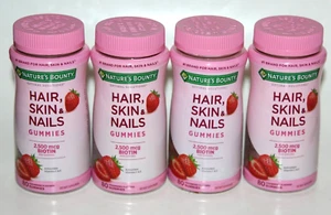 LOT(4) NATURE'S BOUNTY HAIR SKIN NAILS GUMMIES STRAWBERRY W/ BIOTIN EXP 10/2026 - Picture 1 of 1