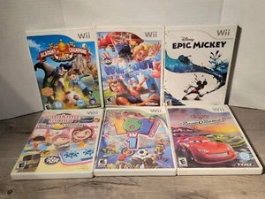 Wii Game Lot of 6 Epic Mickey-Champions of soccer-Cars-101-Cooking Mama-Wipeout - Picture 1 of 8