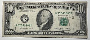 1977 $10 Ten Dollar Bill Federal Reserve Note New York NY Vintage Old Currency - Picture 1 of 6