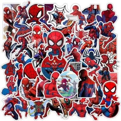 UK 50Pc Spiderman Superhero Stickers for Laptop Skateboard Kids Home Decor Gifts - Image 1 of 4