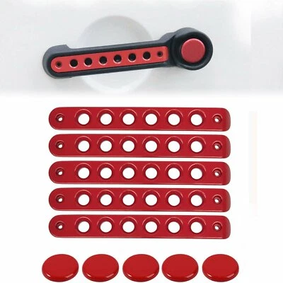 Cubiertas de inserción de manija de agarre rojas moldura de perilla de botón de puerta para Jeep Wrangler JK 07~17 Foto 1 de 4