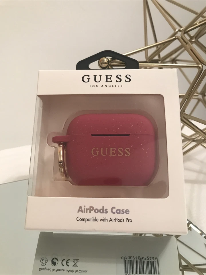 GUESS Silicone Airpods 1 and 2 Case Cover Protector Shockproof With Ring Holder