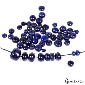 58 Pcs/2-9mm Natural Blue Sapphire Rondelle Cab Loose Gemstone Beads For Jewelry