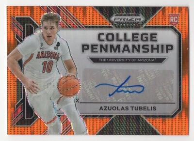 2023 Panini Prizm Draft Picks AZUOLAS TUBELIS College Penmanship Orange RC /49 - Image 1 of 2
