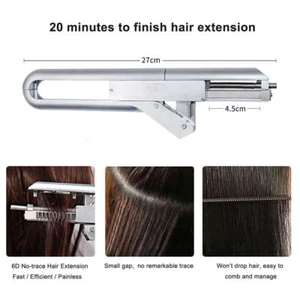 6D Hair Extensions Salon Heat Iron Connector No-trace Natural Real Hair Tool Kit - Picture 1 of 6