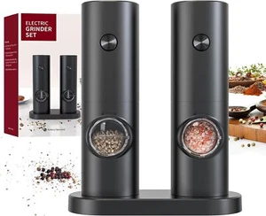 2x Electric Salt and Pepper Grinder Auto Mill Shaker Adjustable Coarseness + LED - Picture 1 of 15