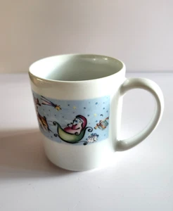 Holiday Home Christmas Mug w/ Reindeer and Santa Sleigh Made By Rosanna Italy - Picture 1 of 8