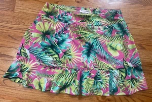 Tommy Bahama Golf Skort Rock Pink Tropical Shorts Rüschen Grün Damen Große L - Bild 1 von 7