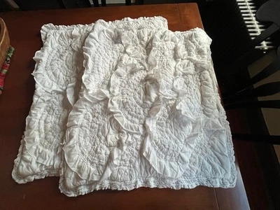 Juego de dos fundas de almohada Anthropologie Euro Sham volantes blancos 100 % algodón Foto 1 de 4