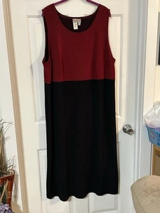 Women’s Sleeveless Coldwater Creek Red - Black Knit Dress 22 Back Slit - Picture 1 of 19