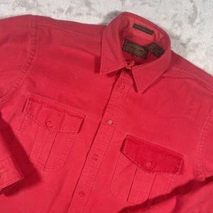 Eddie Bauer VTG Mens M Tall Heavy Chamois Flannel Guide Shirt Flap Pockets Red - Picture 1 of 6