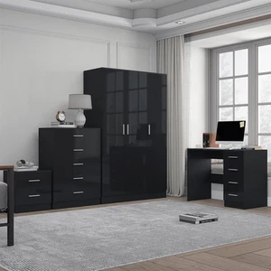 REFLECT Bedroom Set - 3 Door + Chest + Bedside + Desk - Black/Black - Picture 1 of 10