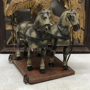 Vintage Twin Horses Pull Toy 5” Rare - Picture 1 of 21