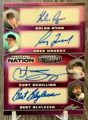 2025 Leaf Baseball Nation Ryan, Maddux, Schilling, Palmer, Smoltz 8 Auto 1/1 - Image 1 of 3