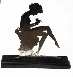 Lovely Victorian sensual naked lady girl flower metal silhouette 18 cm x 18 cm   - Picture 1 of 3