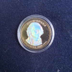 John Adams 2007 Gold tone platinum $1 dollar coin from proof set NICE - Picture 1 of 2