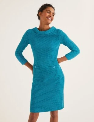 Vestido Boden Bessie Jacquard Mujer 4P Azul Manga 3/4 Fiesta Preppy Silencioso Lujo Foto 1 de 4