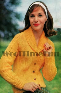 Chaqueta cárdigan con cuello busto 32-40 pulgadas patrón tejido para mujer - Imagen 1 de 1