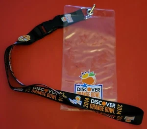 2014 Ohio State vs Clemson Orange Bowl Lanyard and Ticket Sleeve with Pinback - Picture 1 of 2