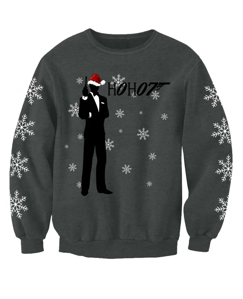 James Bond Inspired Ho Ho 7 Adults Novelty Christmas Jumper - Image 1 of 1