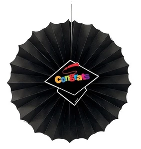 Grad Congrats Decorative 12" Paper Fan Graduation Party Decoration New & Sealed - Picture 1 of 2