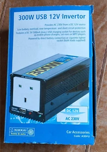 Used boxed 300W DC12V to AC 220-240 V power invertor with USB charging socket - Picture 1 of 14