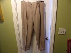 Pantalones de vestir Enrico Rossini 40W x 32L bronceados plisados frontales puños - Imagen 1 de 4