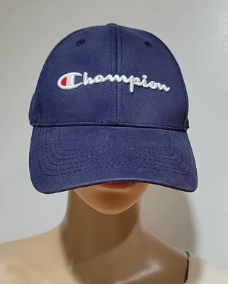 Gorra Champion Gorra Correa Trasera Para Hombre Azul Deletreado Logo Ajustable OSFM Foto 1 de 4