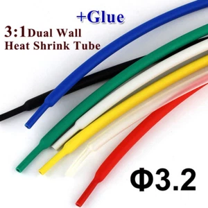 6 ft/2M 3.2mm 1/8" inch Heat Shrink Tube with Glue Adhesive 3:1 Dual Wall Tubing - Picture 1 of 4