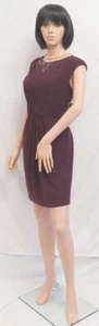 JESSICA HOWARD Wine Burgundy Cap Sleeve Beaded Stretch Dress 10P NWT - Picture 1 of 24