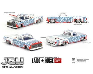 Kaido House x Mini GT Chevy Silverado Dually on Fire V2 White Flames #157 1/64 - Picture 1 of 13