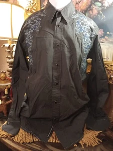 PETROL Men's Long Sleeve Embroidered Pearl Snap Western Shirt Size Medium - Picture 1 of 10