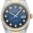 Rolex Datejust Men's Watch 10p Diamond Blue Gradation 16233g(u) K18yg/stainl...