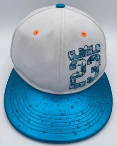 LeBron James Nike True Snapback Hat White Aqua Blue Water Drops True Drip #23 - Picture 1 of 12