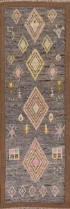 Thick-Plush Gray Tribal Moroccan 10 ft Rug Runner Hand-knotted 3x10 - Picture 1 of 12
