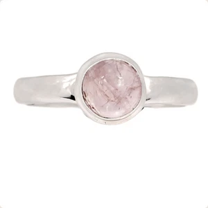 Natural Cabochon Morganite - Madagascar 925 Silver Ring Jewelry s.7 CR63127 - Picture 1 of 1