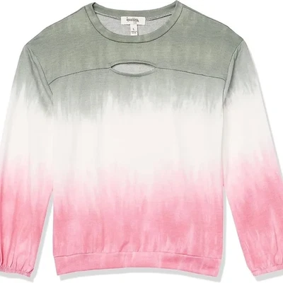 Speechless Girls' Crew Neck Tie Dye Lightweight Sweatshirt Top, Olive Berry, XL - Image 1 of 4